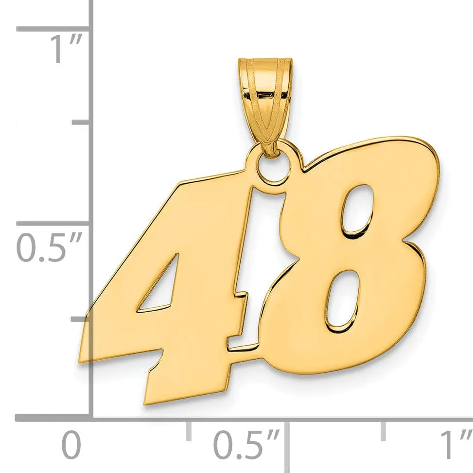 14k Yellow Gold Polished Finish Block Script Design Number 48 Charm Pendant