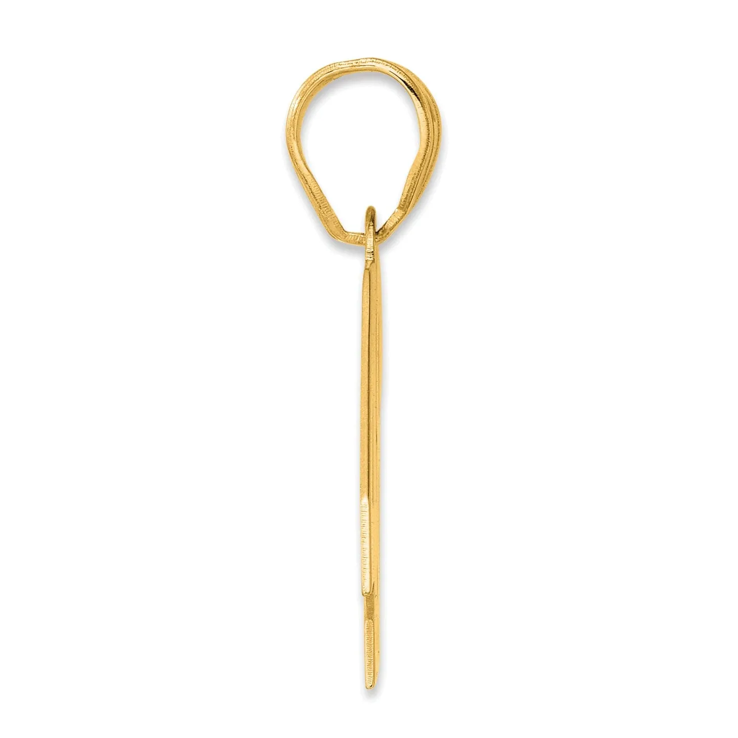 14k Yellow Gold Polished Finish Block Script Design Number 48 Charm Pendant