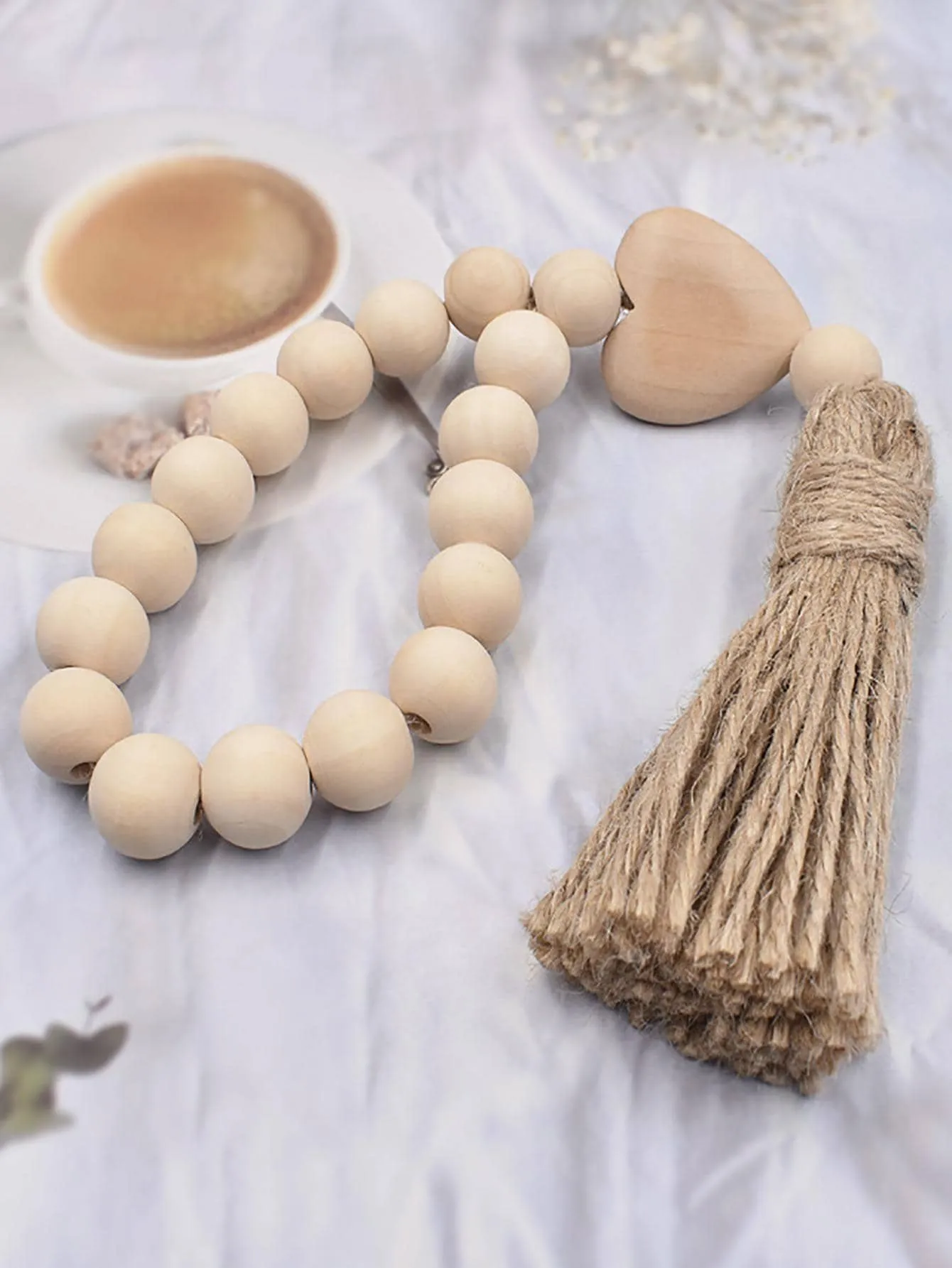 1pc Wooden Wall Hanging, Creative Tassel & Heart Decor Hanging Decoration For Home