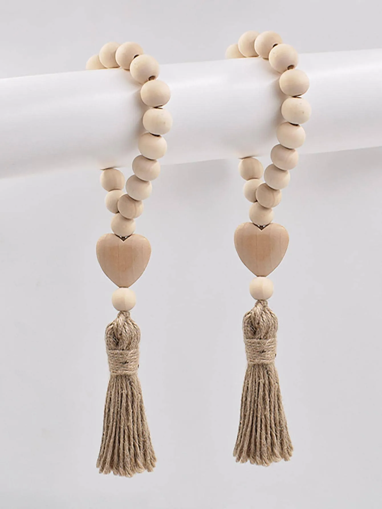 1pc Wooden Wall Hanging, Creative Tassel & Heart Decor Hanging Decoration For Home