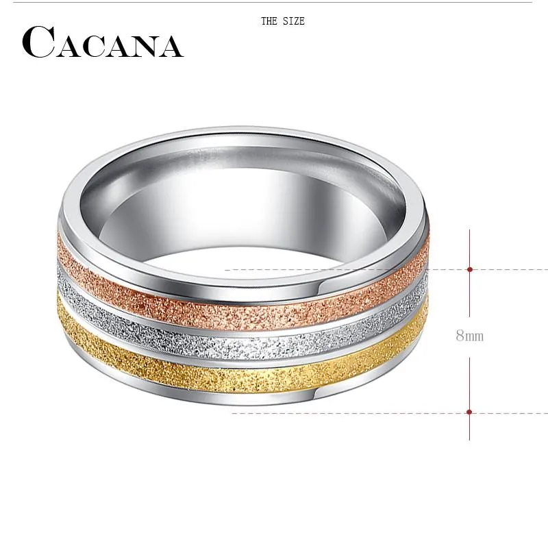 3 color lines Stainless Steel Rings For Women