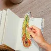 6PCS DIY Diamond Painting Feather Shape Bookmark