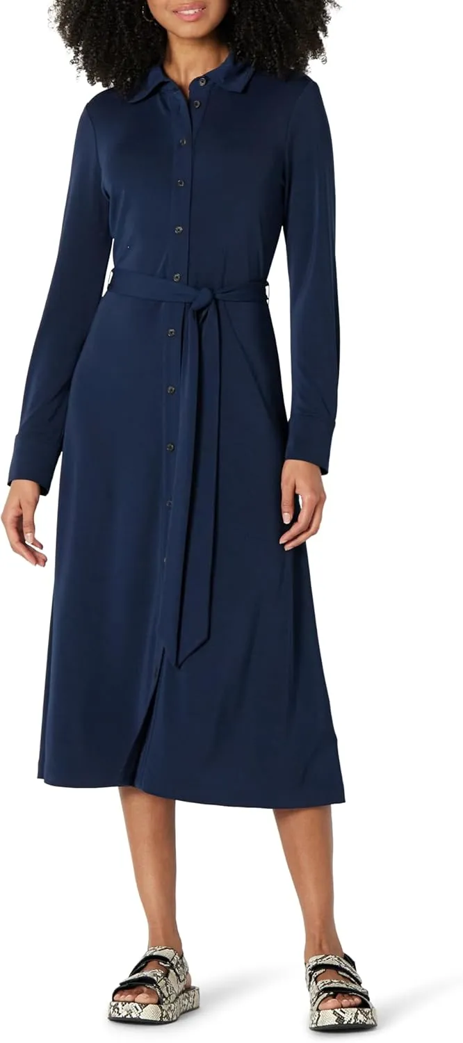Amazon Essentials Women's Regular-Fit Matte Jersey Midi Length Dress