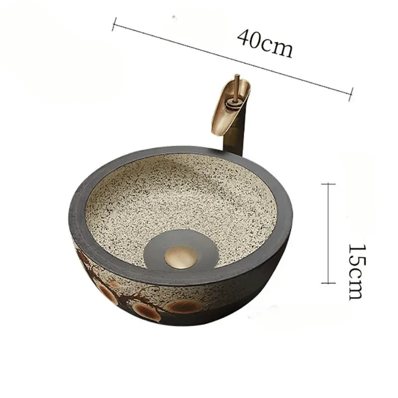 Bathroom Wash Basin Art Countertop Basin Retro Round Bathroom Sink