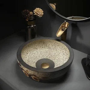 Bathroom Wash Basin Art Countertop Basin Retro Round Bathroom Sink