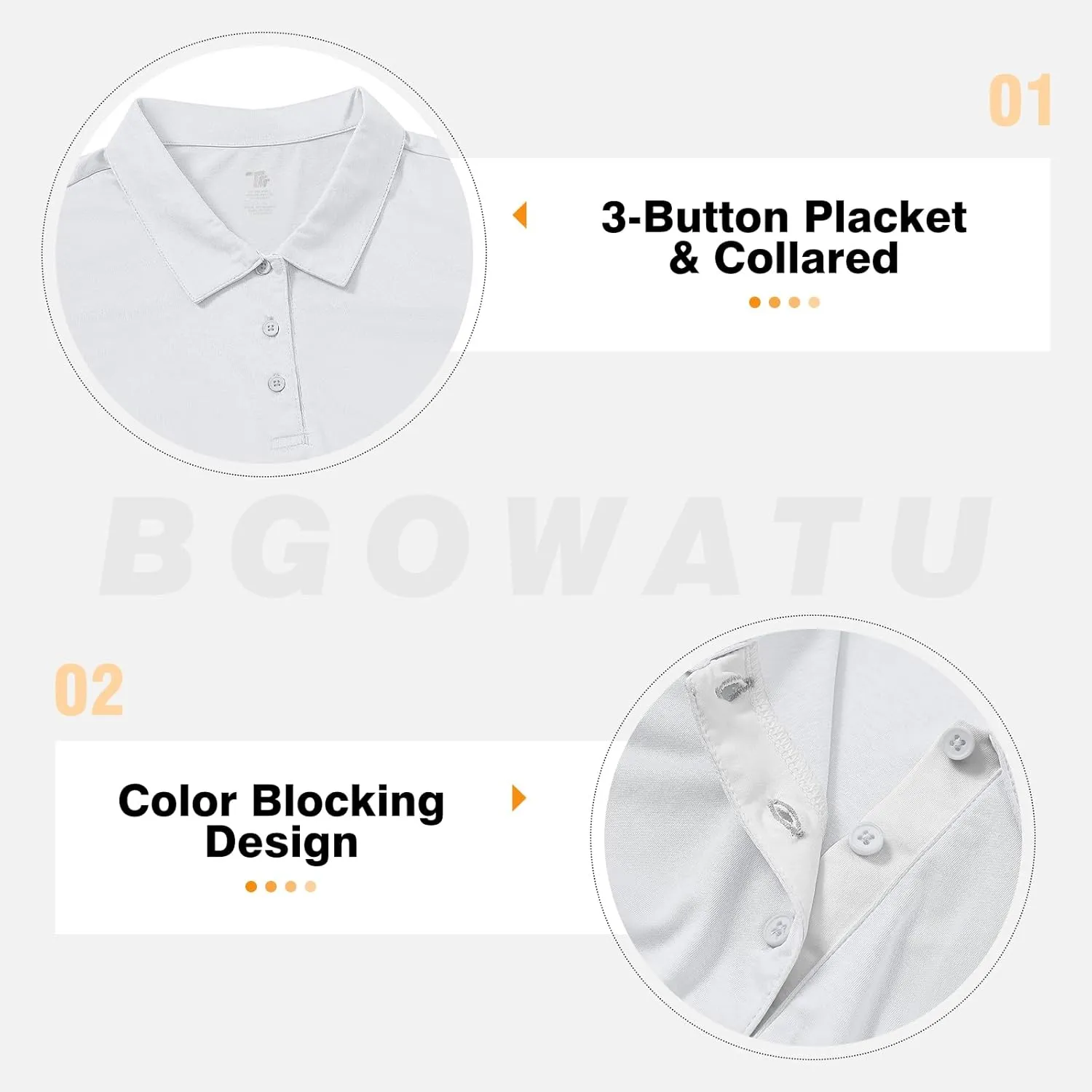 BGOWATU Women's Golf Shirts Sleeveless Polo Shirts Collared 3 Buttons Tennis Tank Tops UV Protection Quick Dry