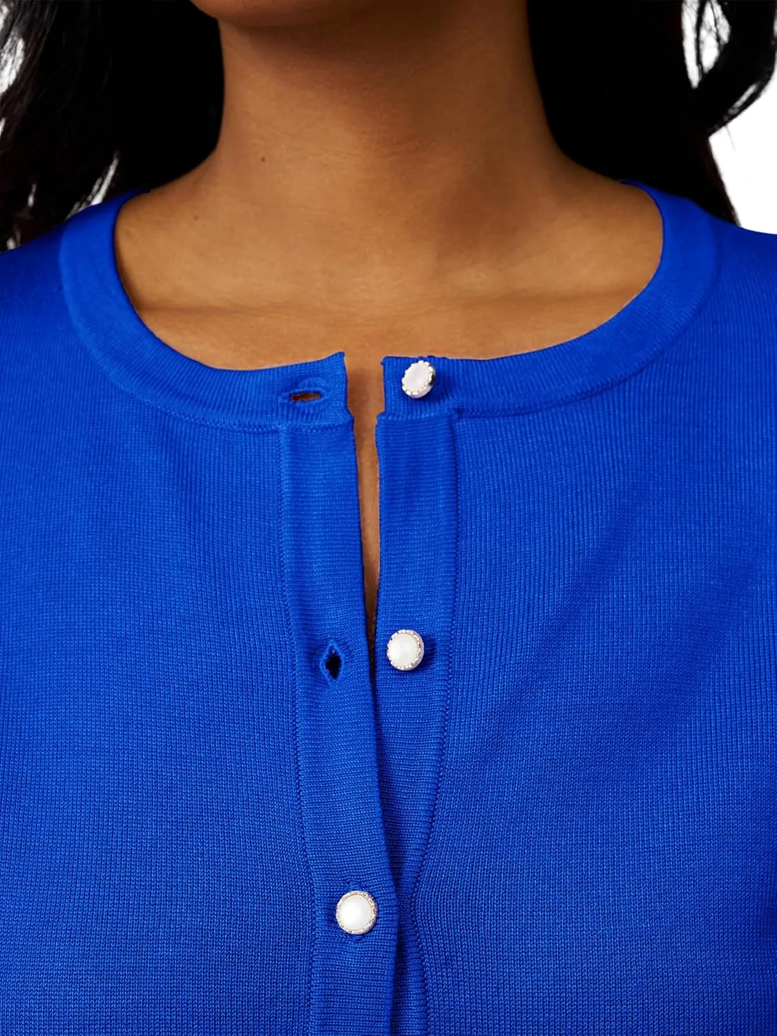 Cable & Gauge Women's Lady Button Front Cardigan Lightweight Button-Up Sweater, Crew Neck, 3/4 Sleeve, Versatile Layering Top