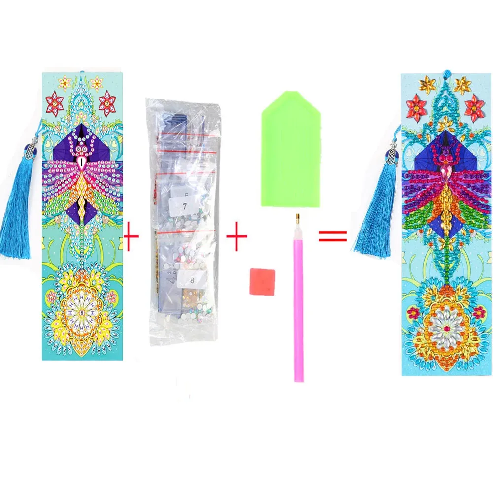 DIY Diamond Painting Leather Bookmark Mandala Tassel Book Marks Craft
