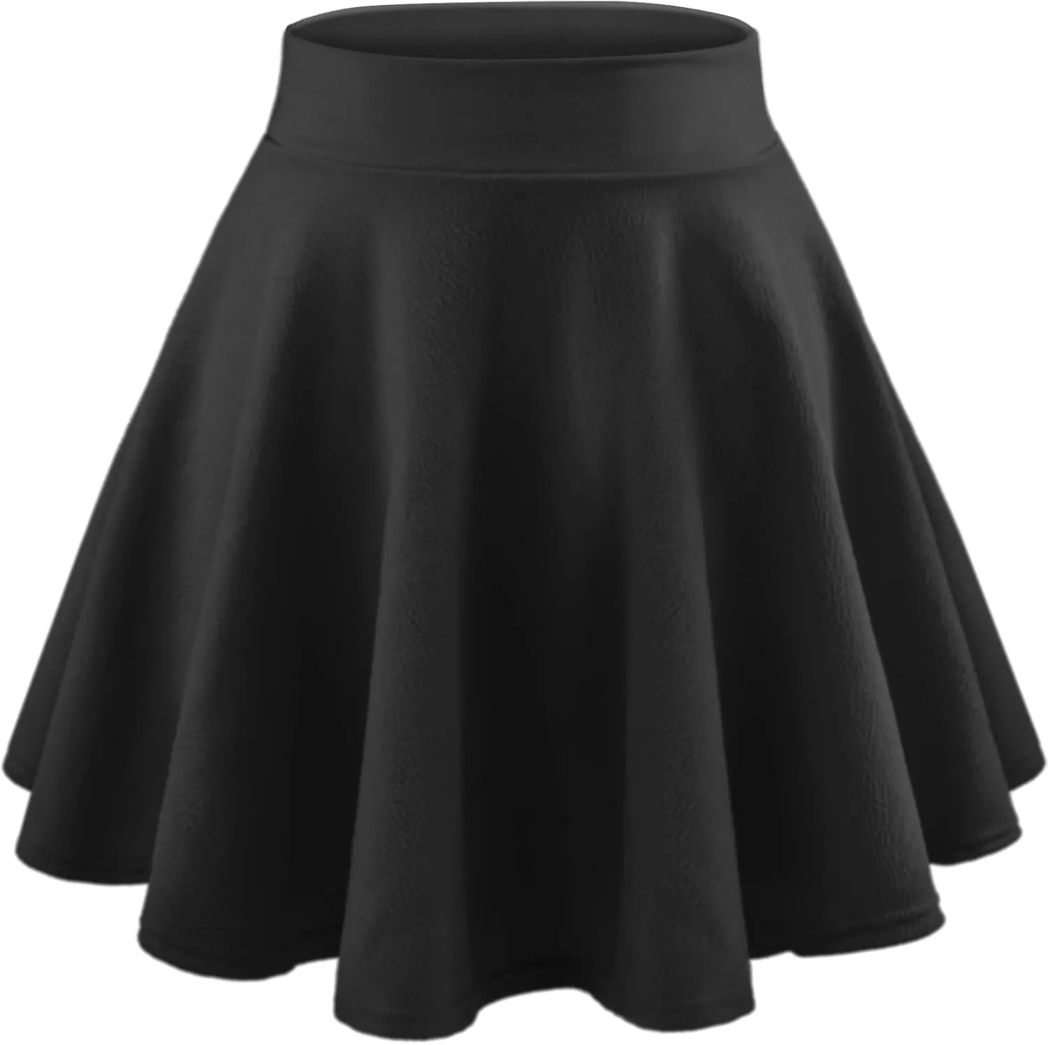DRESHOW Women Pleated Casual Mini Skater Skirt Basic Versatile Stretchy Flared School Cheerleader for Girls A-Line Skirt