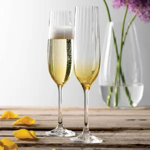 Galway Crystal Erne Flute Set of 2- Amber