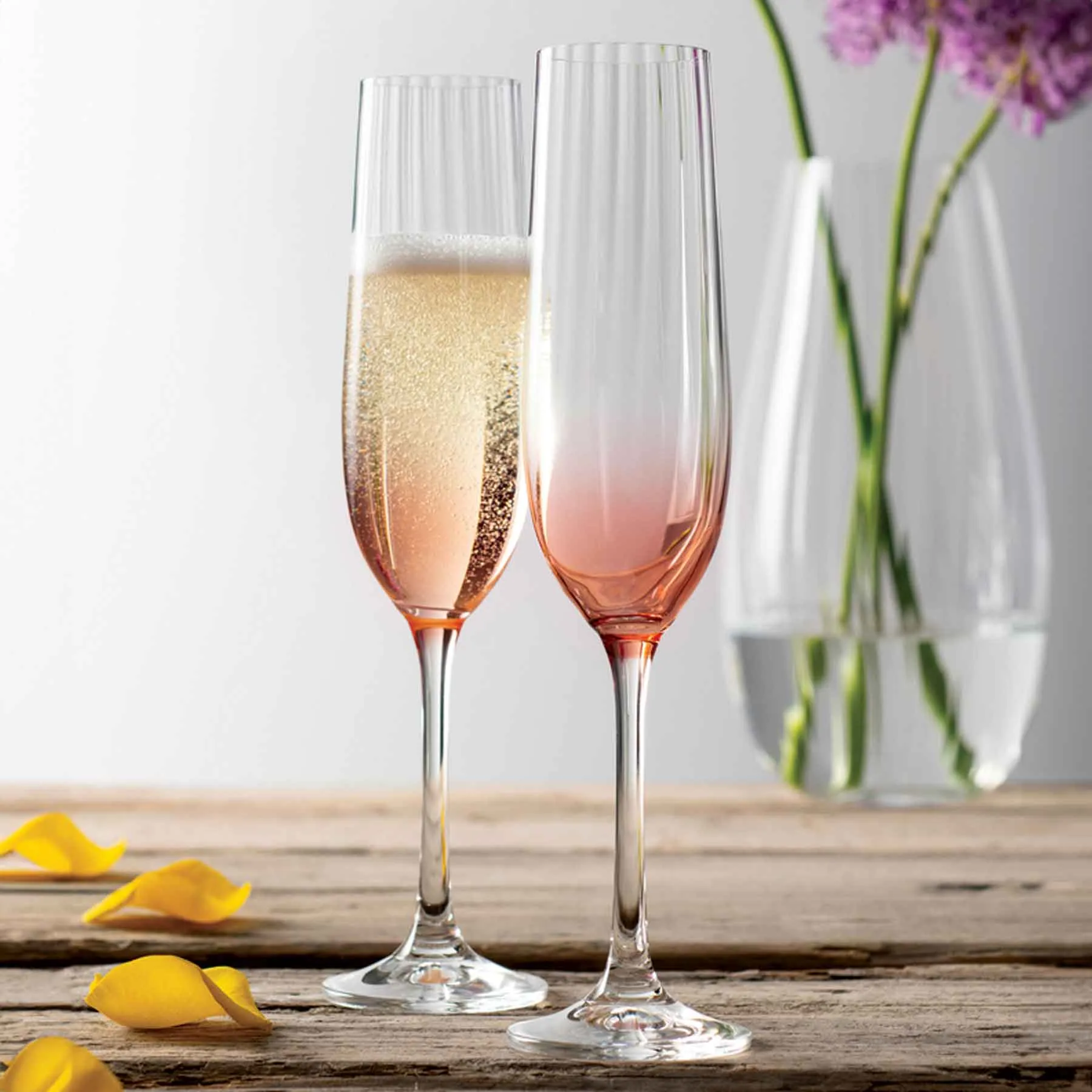 Galway Crystal Erne Flute Set of 2- Blush