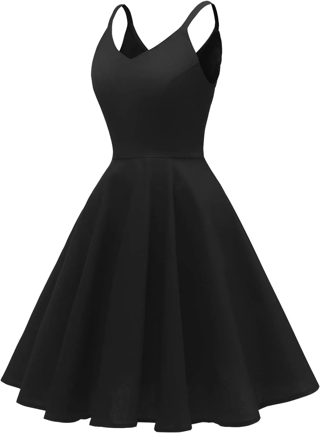 GOOBGS Women's 1950s Retro Vintage Spaghetti Strap Cocktail Swing Dresses with Pockets