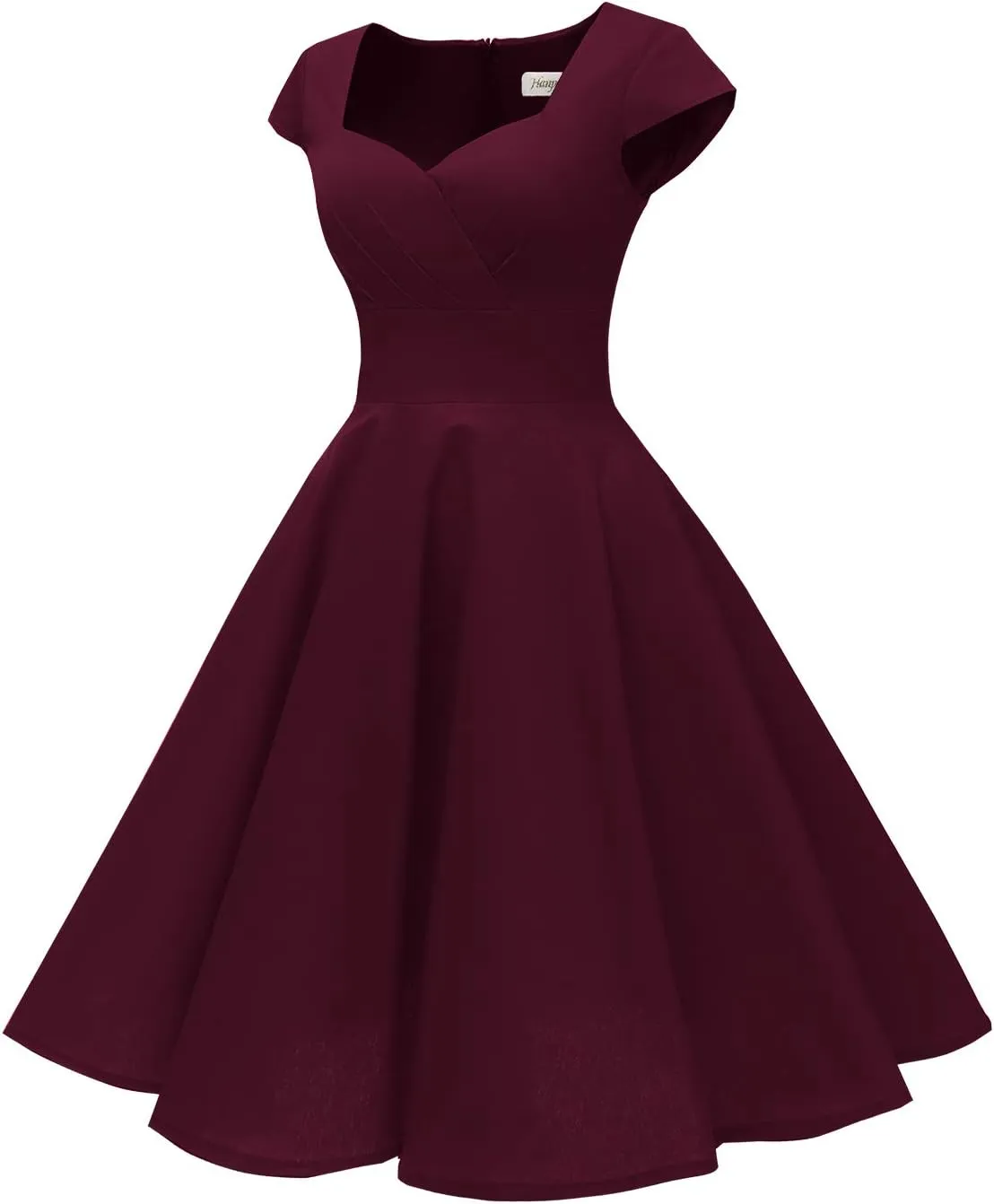 Hanpceirs Women's Cap Sleeve 1950s Retro Vintage Cocktail Swing Dresses with Pocket