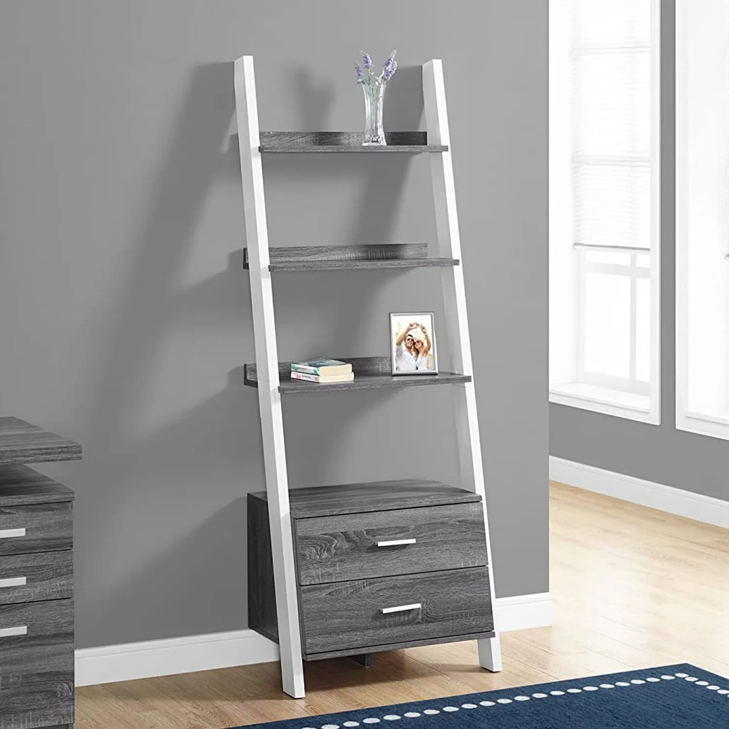 Ladder Bookcase With Two Drawers