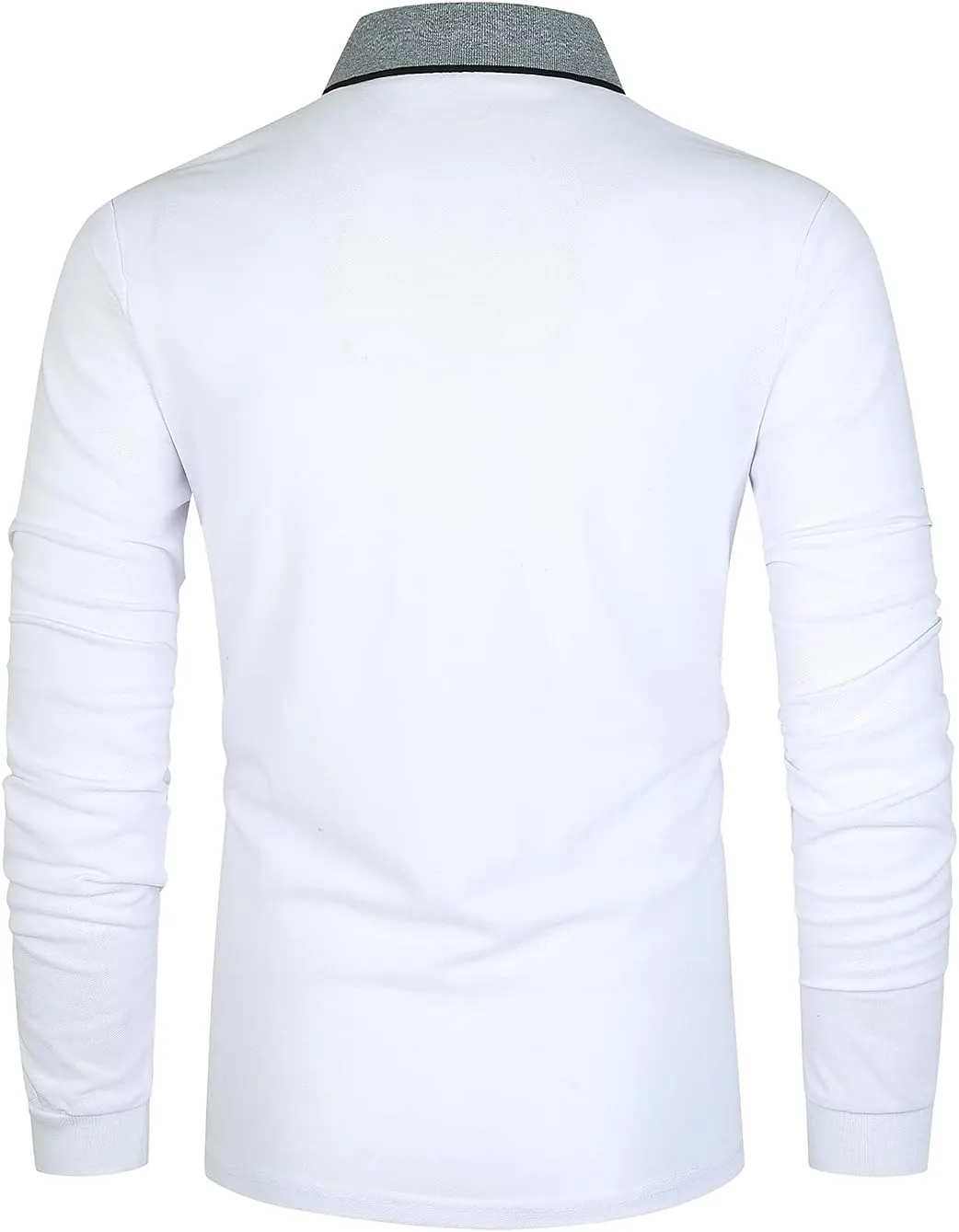 LIUPMWE Polo Shirts for Men Long Sleeve Golf Shirt Slim Fit Classic Plaid Collar Cotton Golf T-Shirts Casual Polo Shirts