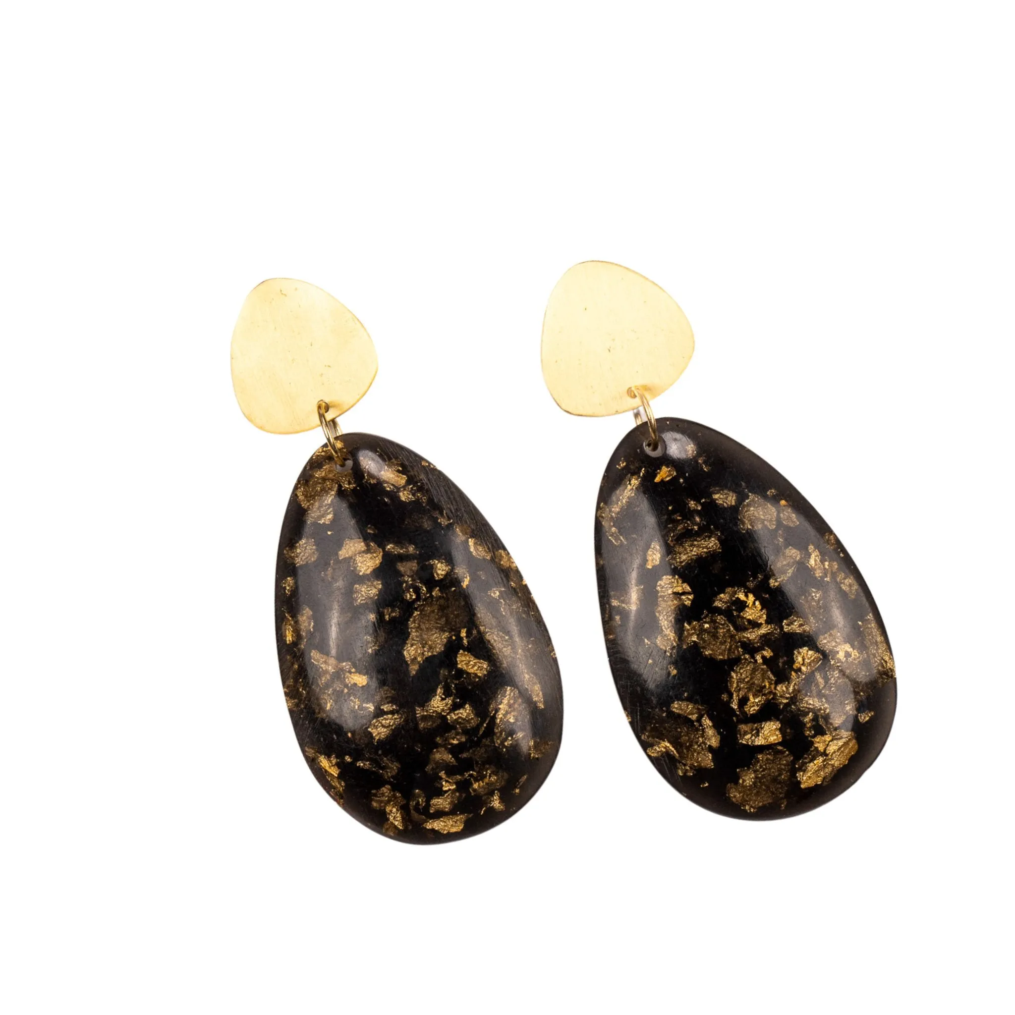 Malika Dangles - Black & Metallic Gold Fleck