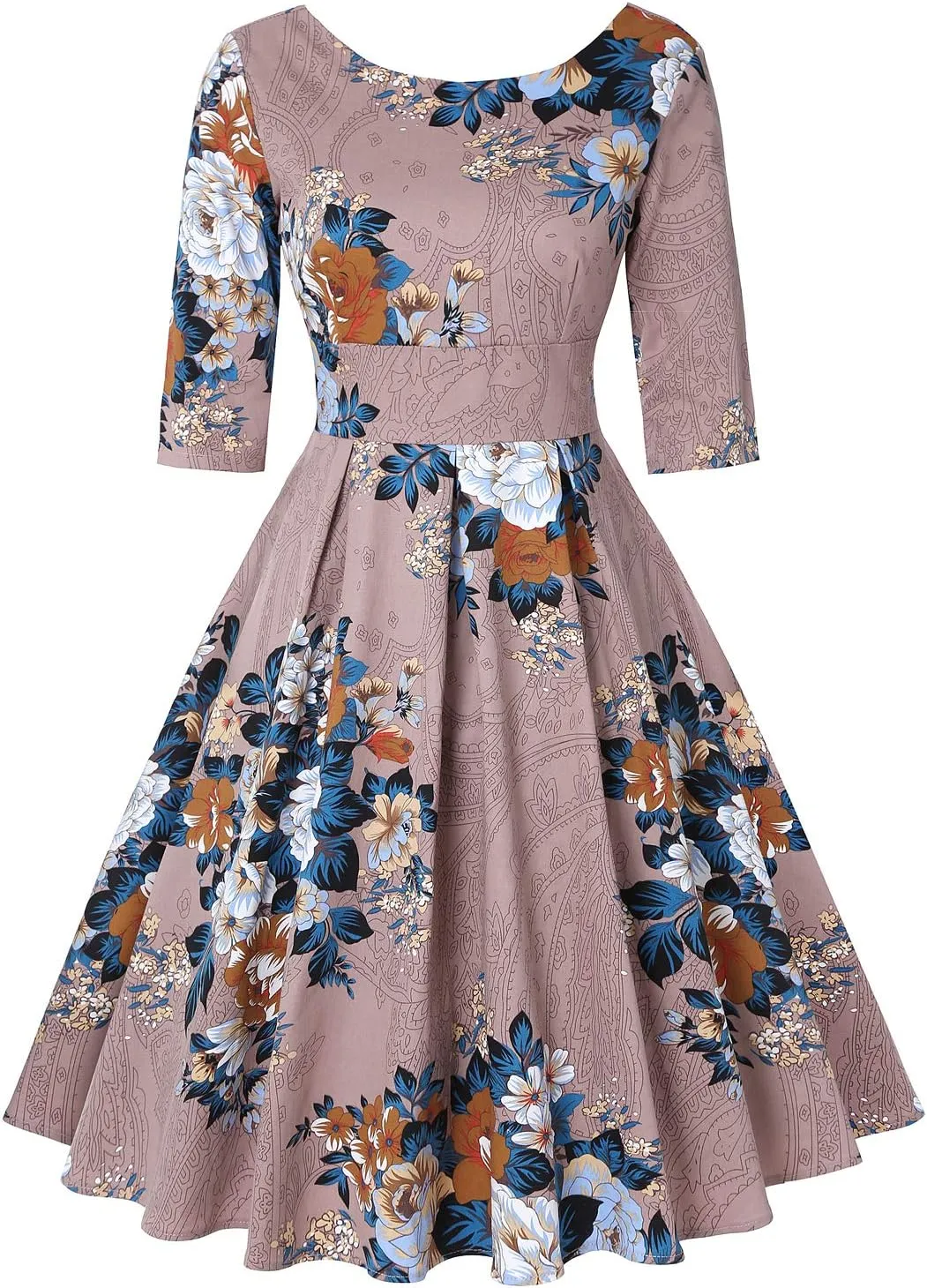 MINTLIMIT Women's 1950s Retro Vintage Cocktail Party 3/4 Sleeve Swing Dress