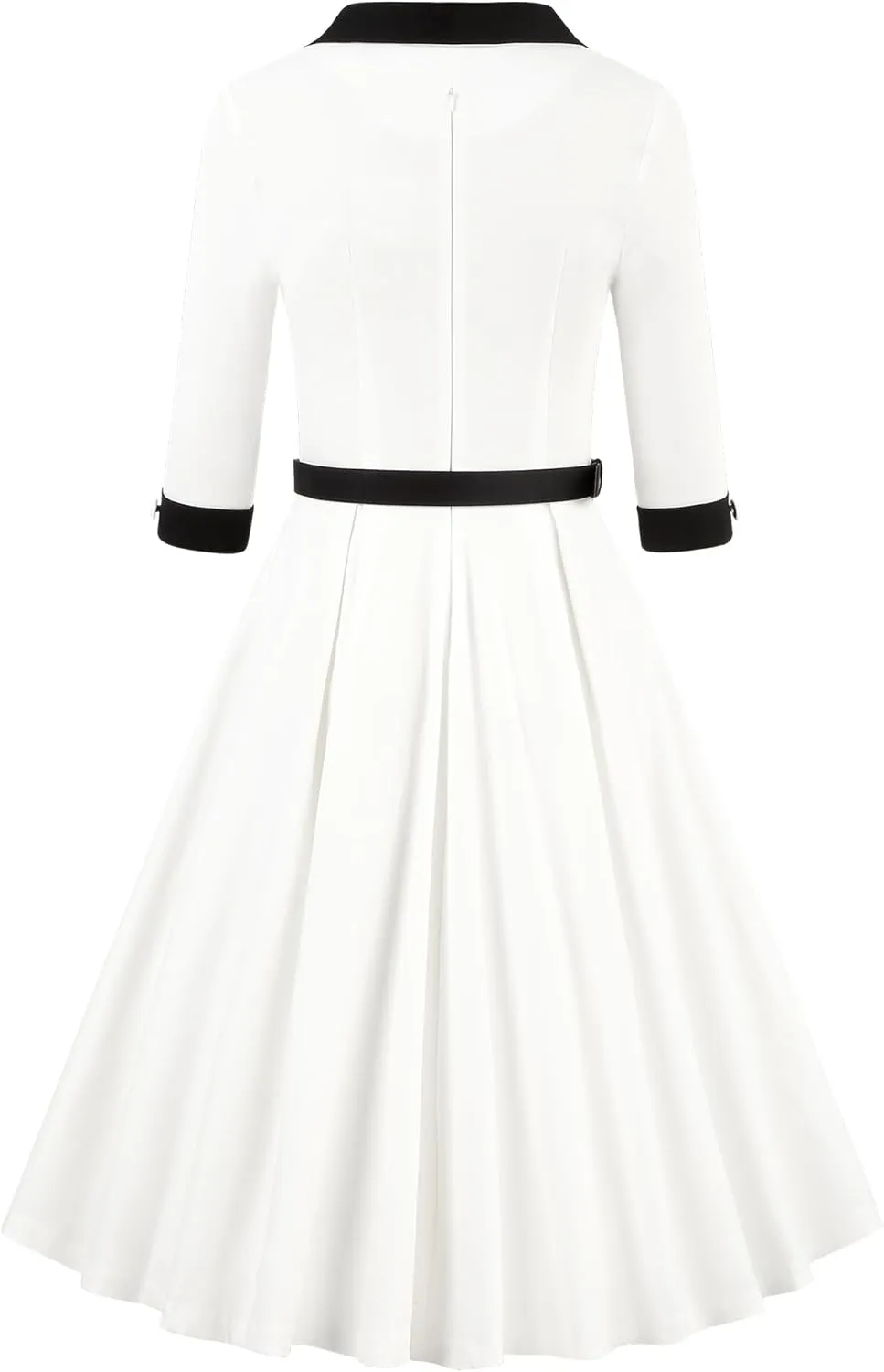 MUXXN Women's 50s Retro Casual Swing Midi Dress 3/4 Sleeve Square A Line Neck Vintage Cocktail Wedding Guest Bodycon Prom