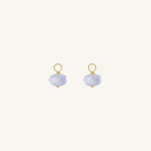 Opulent Blue Lace Agate Hoop Charm - Stone of Expression (Set of 2)