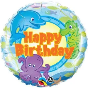 Qualatex - 18" Happy Birthday Fun Sea Creatures Mylar Balloon #328