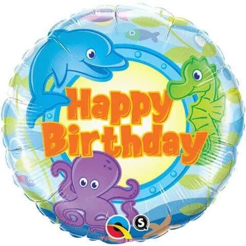 Qualatex - 18" Happy Birthday Fun Sea Creatures Mylar Balloon #328