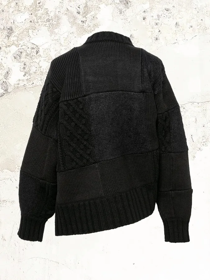 sacai patchwork knit blouson