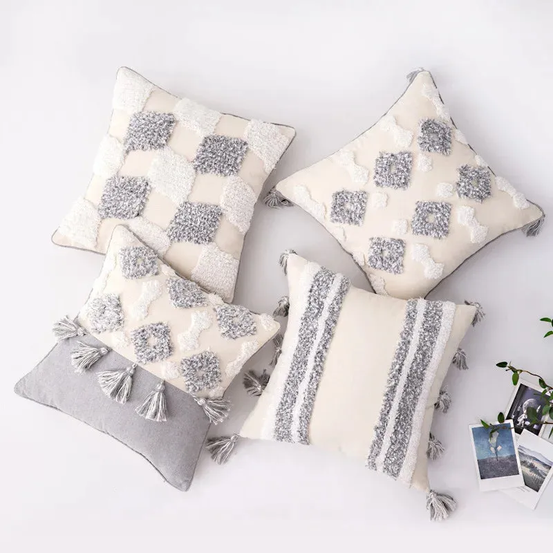 SINOTAO  -  Home Decoration of Homestays, Ethnic Style Cushions, Bedside Insets, Moroccan Lace Tassel Tufted Pillows, Pillowcases