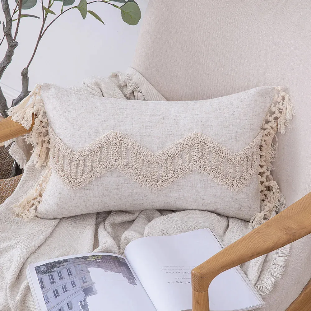 SINOTAO  -  Home Decoration of Homestays, Ethnic Style Cushions, Bedside Insets, Moroccan Lace Tassel Tufted Pillows, Pillowcases