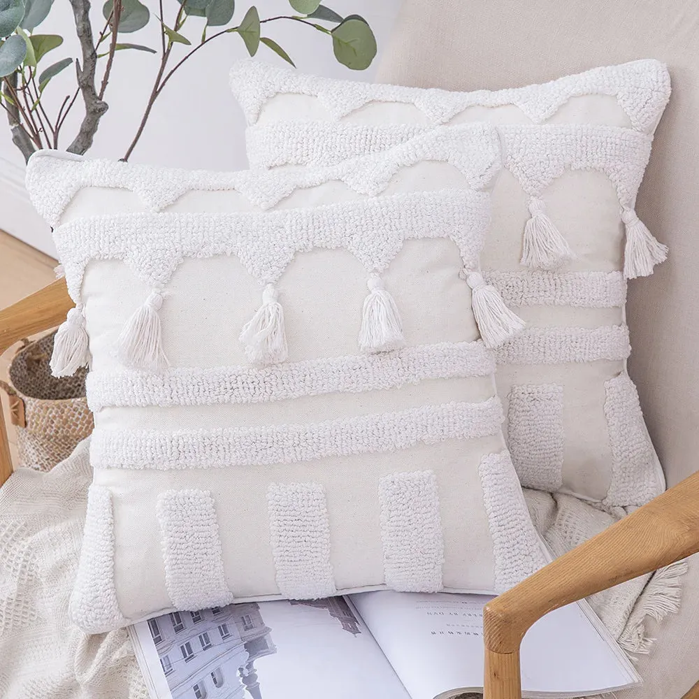 SINOTAO  -  Home Decoration of Homestays, Ethnic Style Cushions, Bedside Insets, Moroccan Lace Tassel Tufted Pillows, Pillowcases