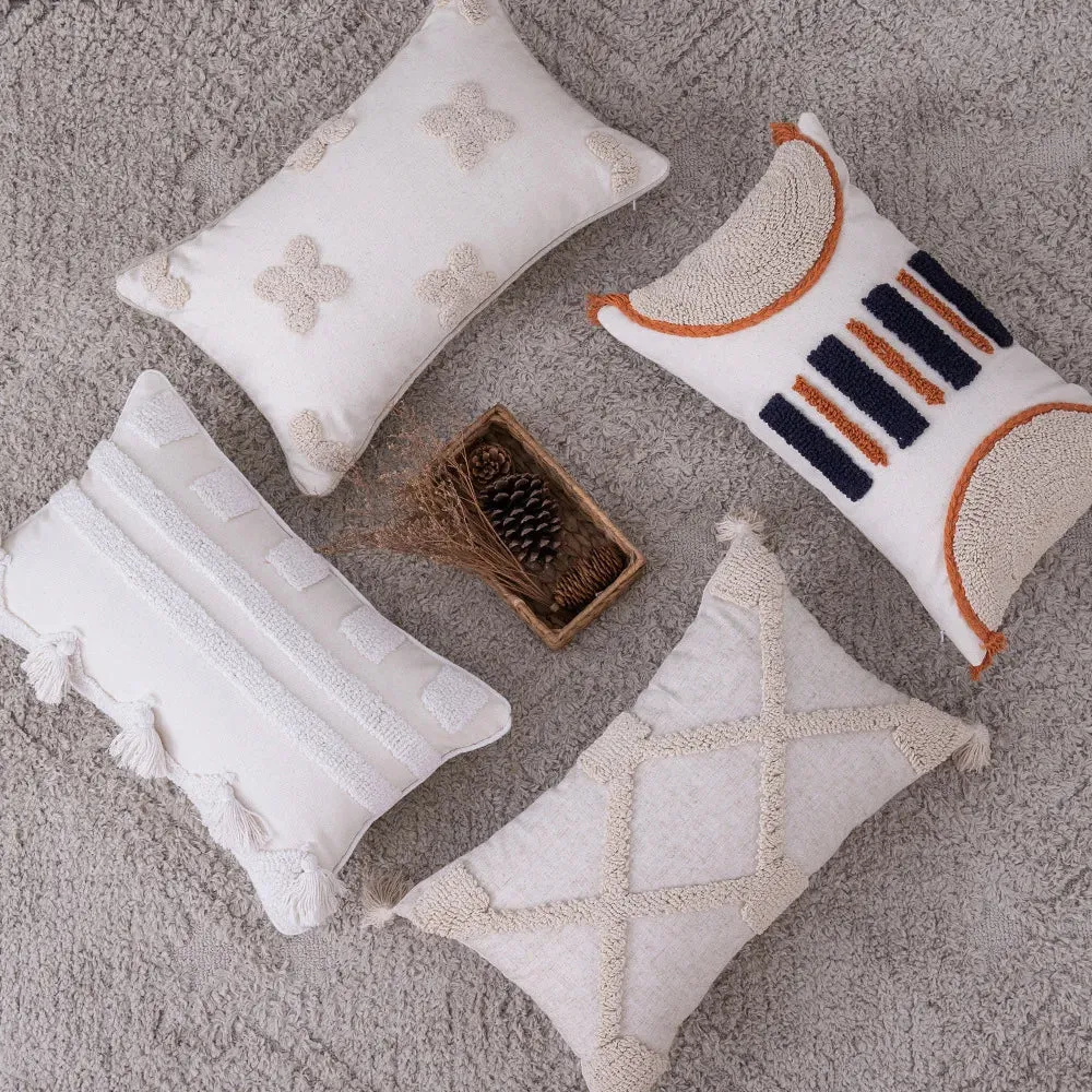 SINOTAO  -  Home Decoration of Homestays, Ethnic Style Cushions, Bedside Insets, Moroccan Lace Tassel Tufted Pillows, Pillowcases