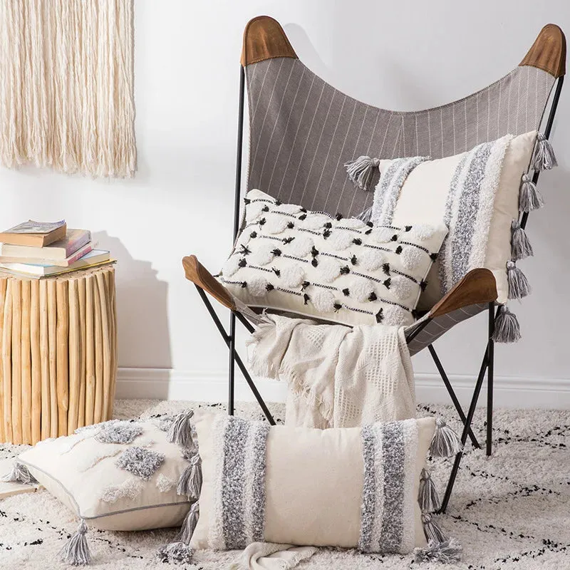 SINOTAO  -  Home Decoration of Homestays, Ethnic Style Cushions, Bedside Insets, Moroccan Lace Tassel Tufted Pillows, Pillowcases