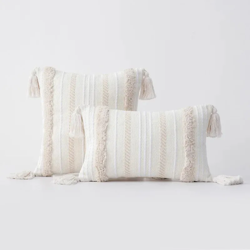 SINOTAO  -  Home Decoration of Homestays, Ethnic Style Cushions, Bedside Insets, Moroccan Lace Tassel Tufted Pillows, Pillowcases