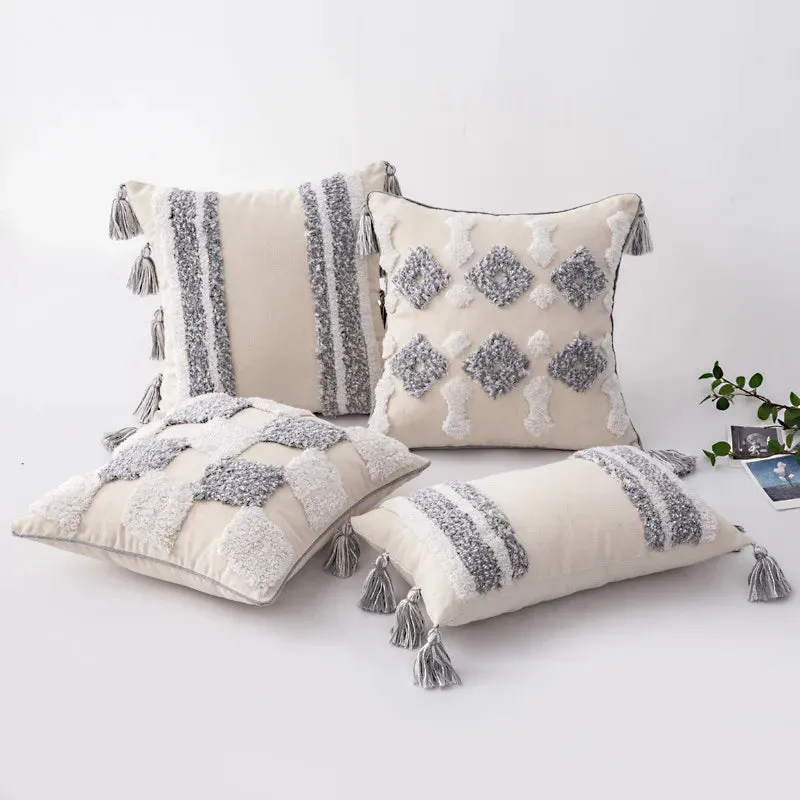 SINOTAO  -  Home Decoration of Homestays, Ethnic Style Cushions, Bedside Insets, Moroccan Lace Tassel Tufted Pillows, Pillowcases