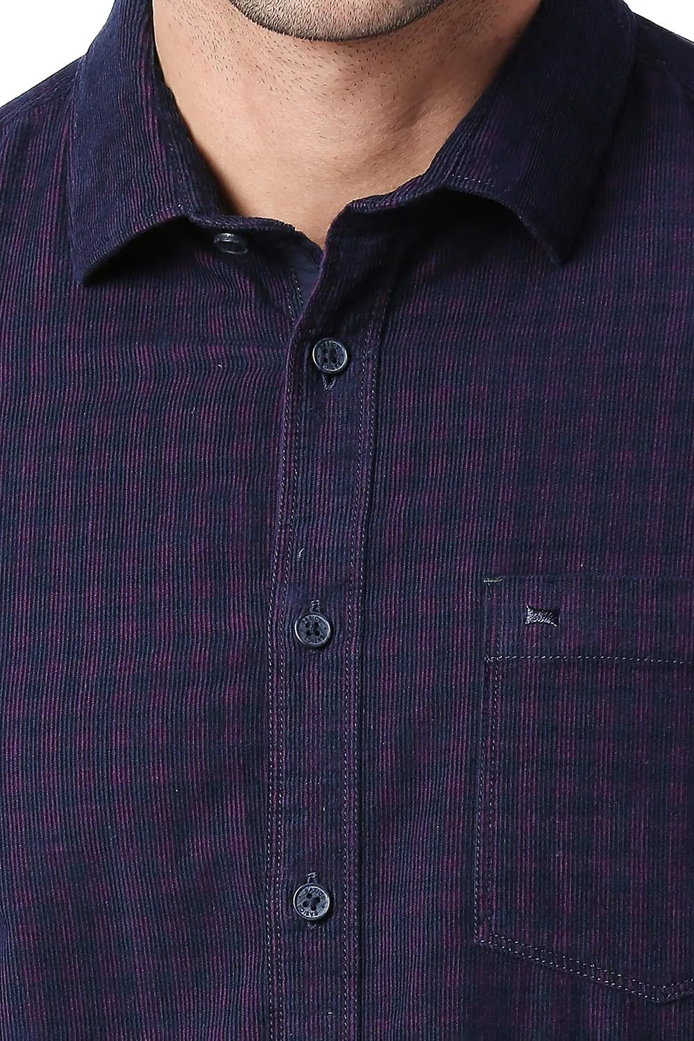Slim Fit Cotton Corduory Checks Halfsleeves Shirt