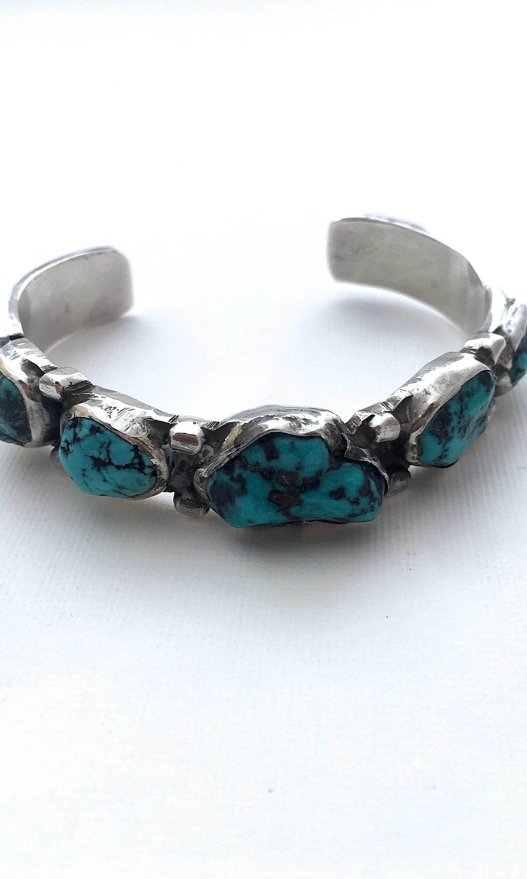 SOUTH BY SOUTHWEST Vintage Silver & Turquoise Nuggets Cuff
