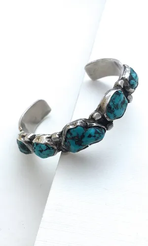 SOUTH BY SOUTHWEST Vintage Silver & Turquoise Nuggets Cuff