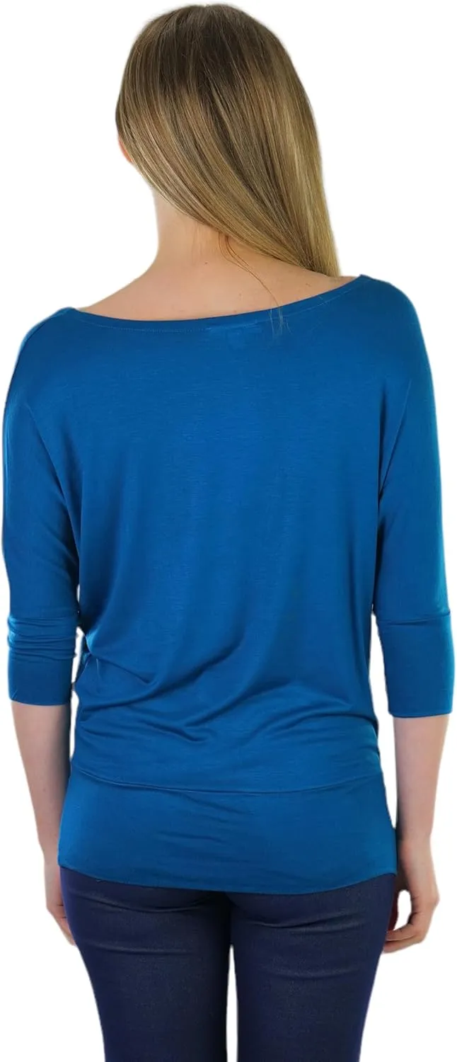 ToBeInStyle Women's Classic Boat Neck Dolman Style Tops