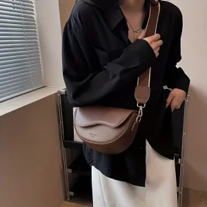 Vintage Solid Color Saddle Bag Timeless PU Leather Purse