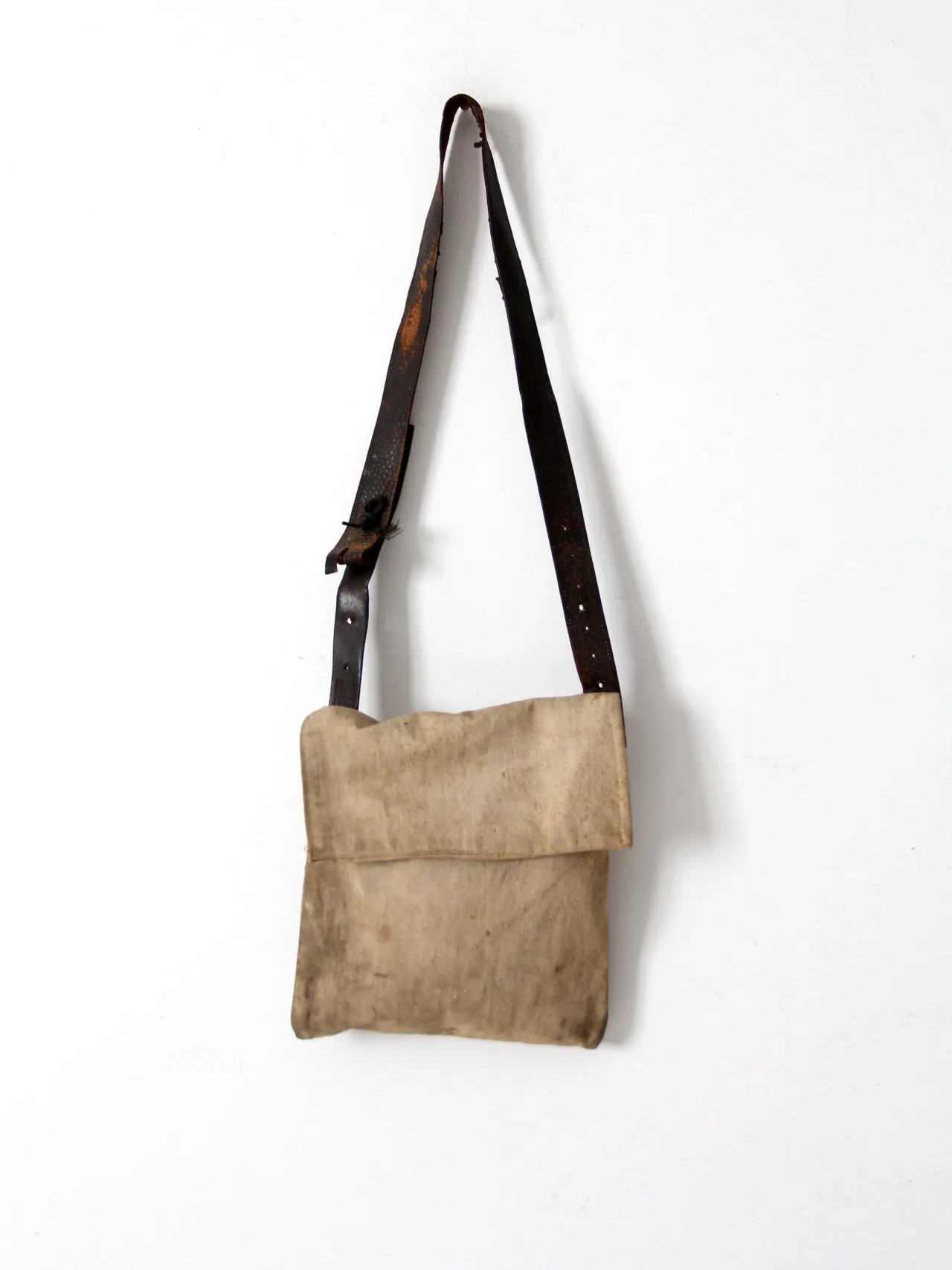 vintage textile and leather messenger bag