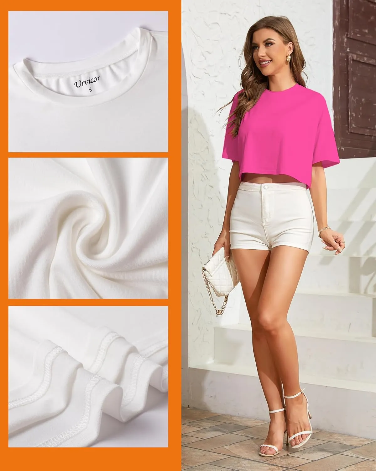 Women Cropped Tees Loose Fit Half Drop Shoulder Short Sleeve Tops Round Neck Basic Casual Shirts for Summer 2025
