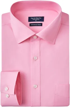 Year In Year Out Wrinkle Free Dress Shirt for Men Regular Fit Long Sleeve Wrinkle Resistant Shirt